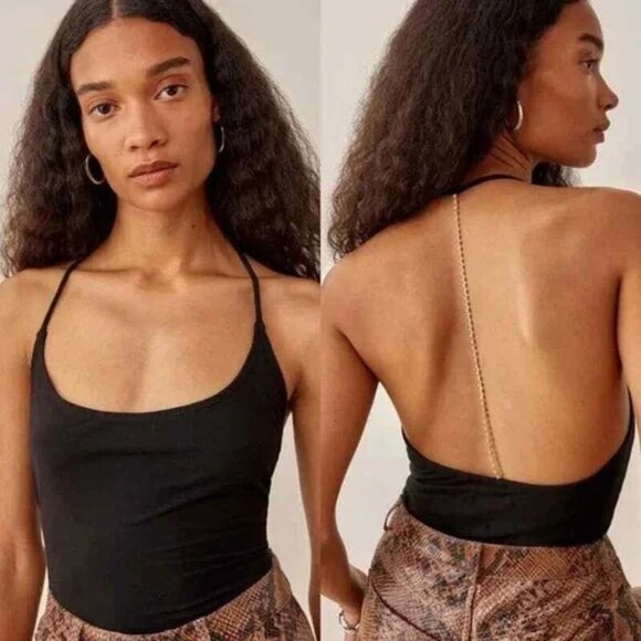 Reformation Tops - REFORMATION Davin Top | Rhinestone T-Strap Back | Knit | Black | NWT | Size S